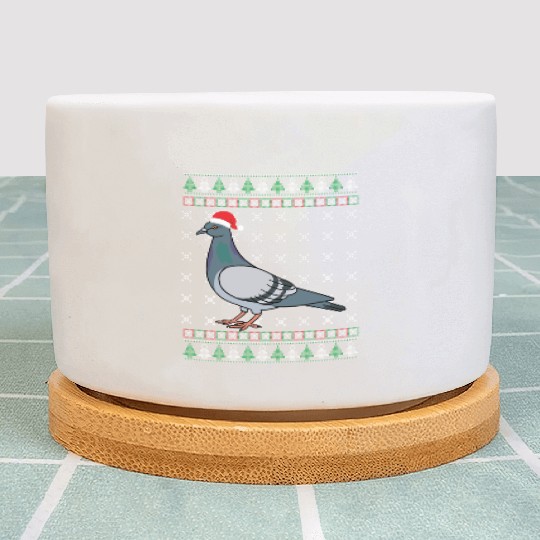 Christmas Pigeon Funny Bird Lover Xmas Gift Plant Pots