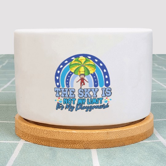 The Sky Is My Playground Skydive Funny Sarcasm Pun Plant Pots