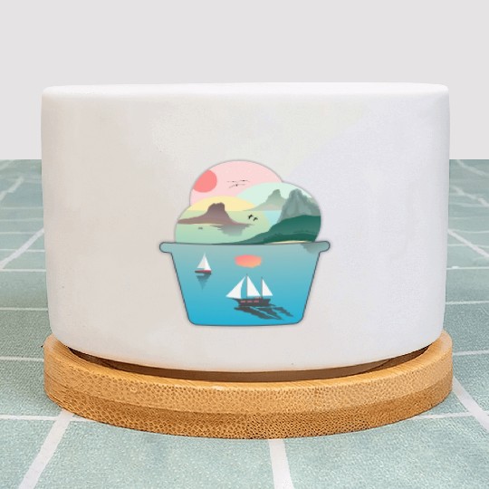 Summer Ice Cream Ocean Wanderlust Sailing Sunset Plant Pots