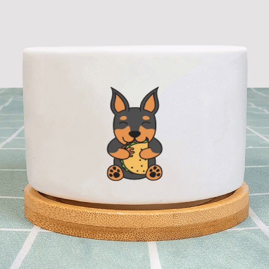 Doberman Taco Lover Plant Pots