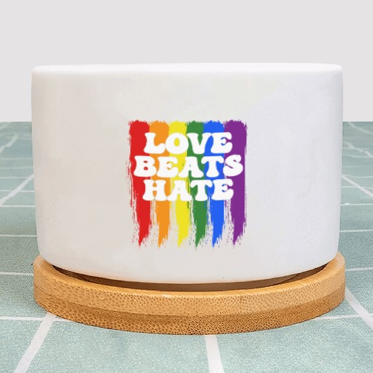 LGBTQIA+ Rainbow Pride Flag Love Beats Hate Plant Pots
