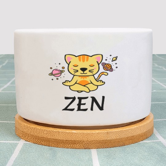 zen yoga cat space meditation sport training Plant Pots