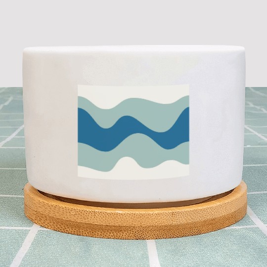 Ocean Waves Pattern - Blue and White Plant Pots