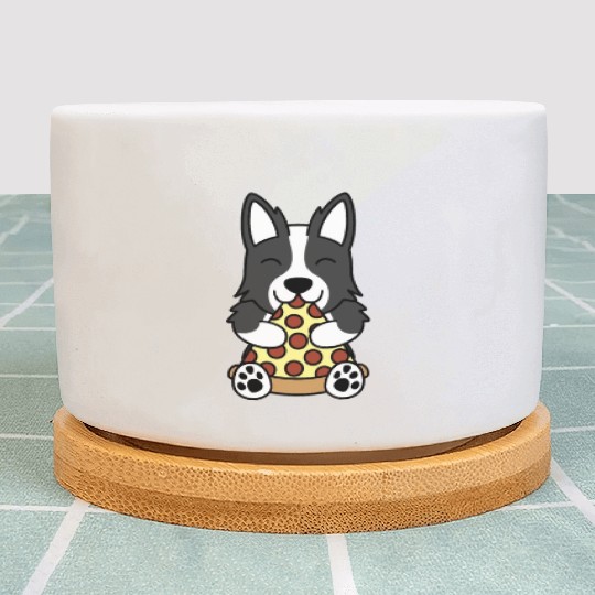 Border Collie Pizza Lover Plant Pots