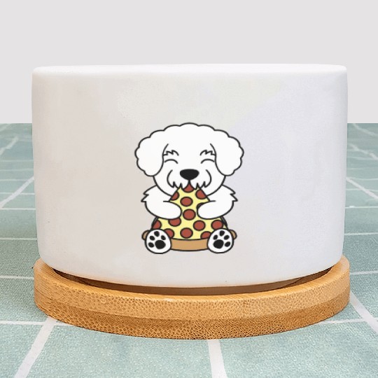 Bichon Frise Pizza Lover Plant Pots