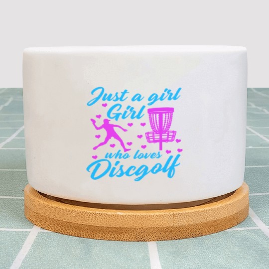 Girl Who Loves Disc Golf Vintage Ultimate Frisbee Plant Pots