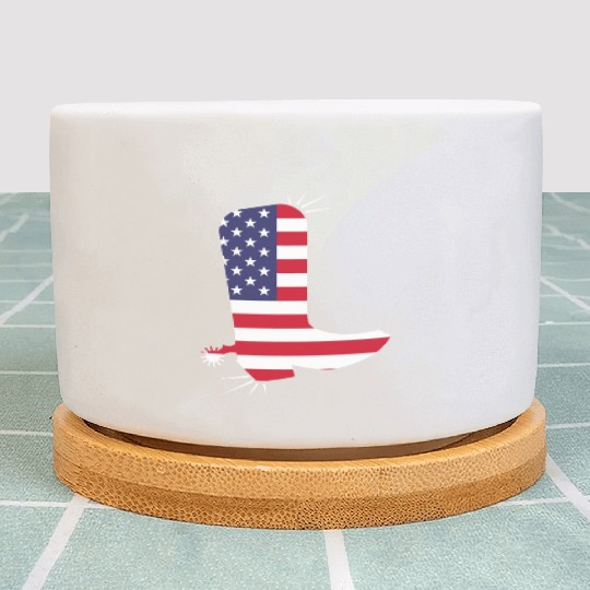American Flag Cowboy Boot Stars And Stripes Plant Pots