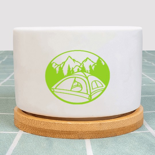 circle mountains camping forest Plant Pots