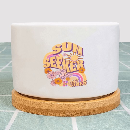 Sun Seeker Positive Vibes Summer Vacation Floral Plant Pots