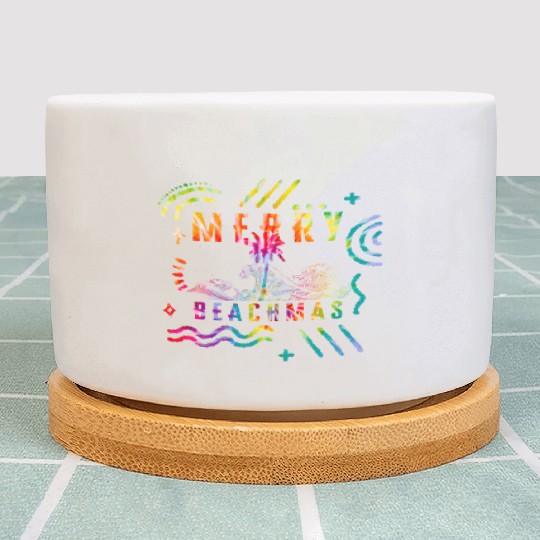 Coastal Beach Christmas In July Plant Pots, Merry