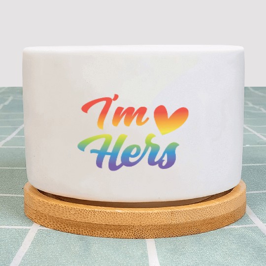 I'm Hers Funny Lgbt Couple Lesbian Gay Rainbow Plant Pots