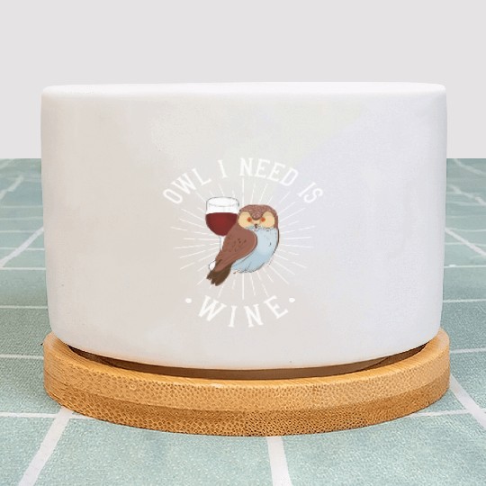 Owl Wine Drinking Women Owl Lover Plant Pots