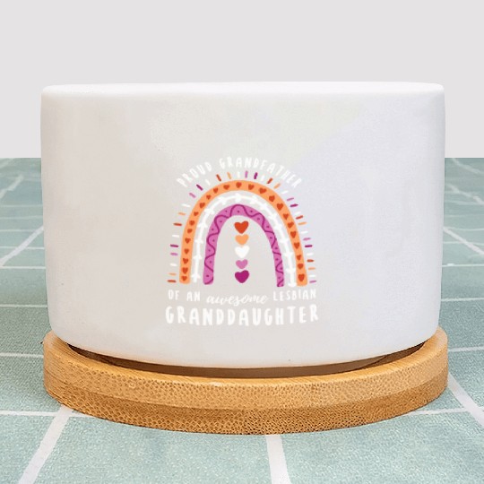 Proud Grandfather Lesbian Granddaughter Rainbow Plant Pots