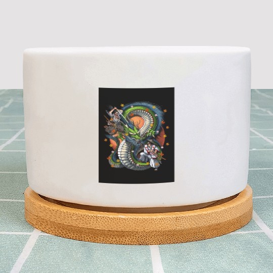 Japanese Dragon Samurai Warrior Battle Plant Pots