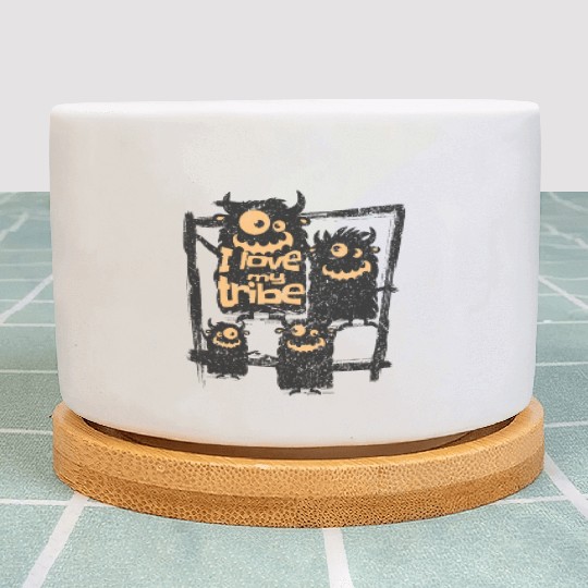 I Love My Tribe Funny Monster Family Reunion Plant Pots