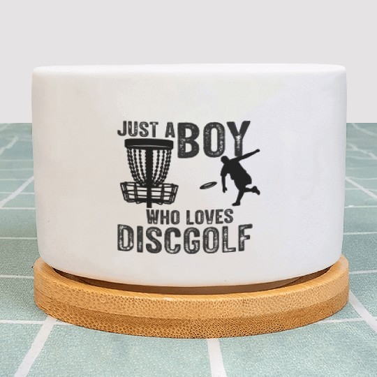 Boy Who Loves Disc Golf Vintage Ultimate Frisbee Plant Pots