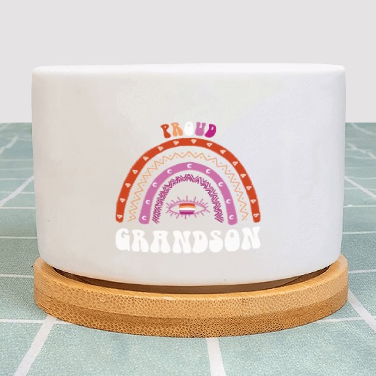 Lesbian Rainbow Proud Grandson Lesbian Plant Pots