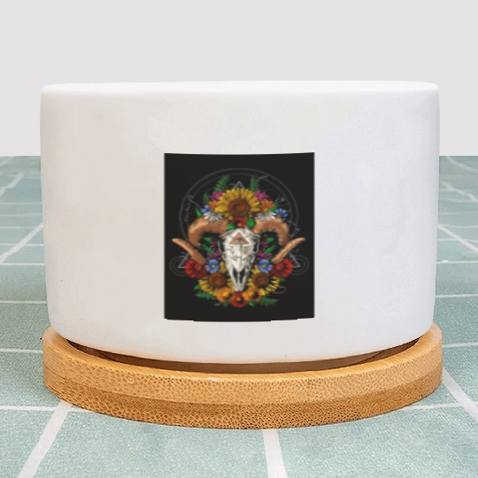 Psychedelic Ram Skull Plant Pots