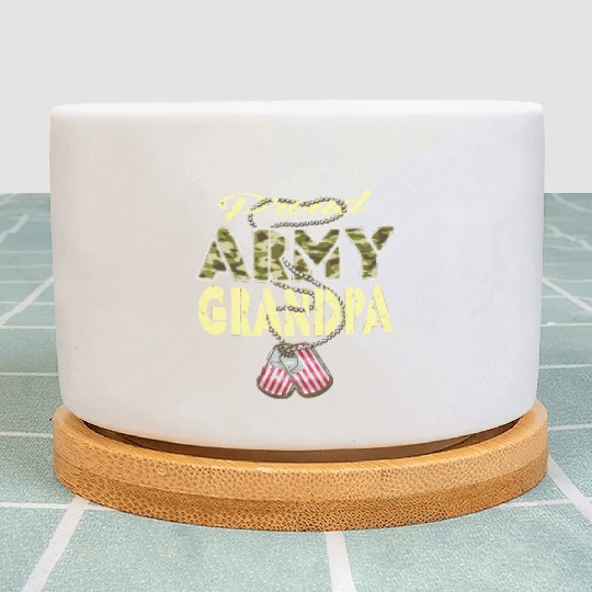 Proud Army Grandpa Camo Us Dog Tag Military Grandf Plant Pots
