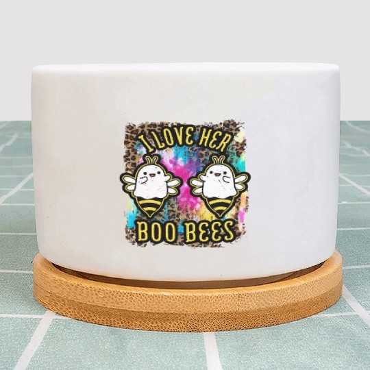Halloween I love her Boo Bees Tie Dye Plant Pots
