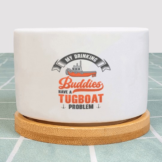 Tugboat Drinking Buddies Alcohol Tugboat Captain Plant Pots