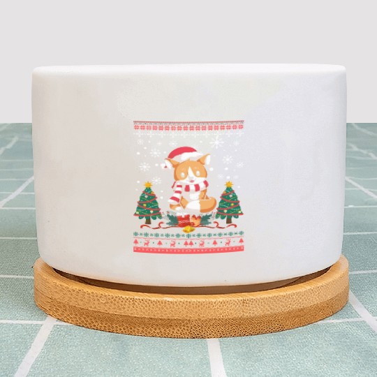 Ugly Christmas Fox Pattern Knit Xmas Christkind Plant Pots