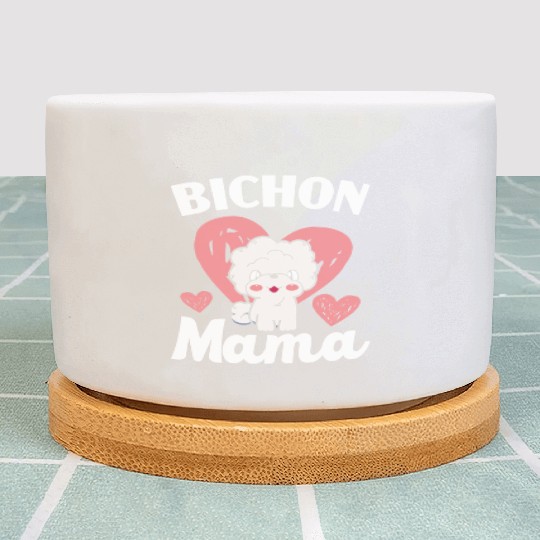 Bichon Mama Curly Hair Pup Puppy Bichon Frise Plant Pots