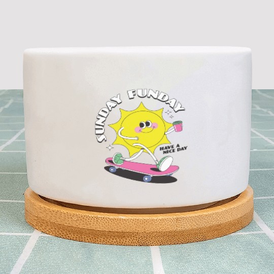 modern retro vintage sunday funday poster design Plant Pots