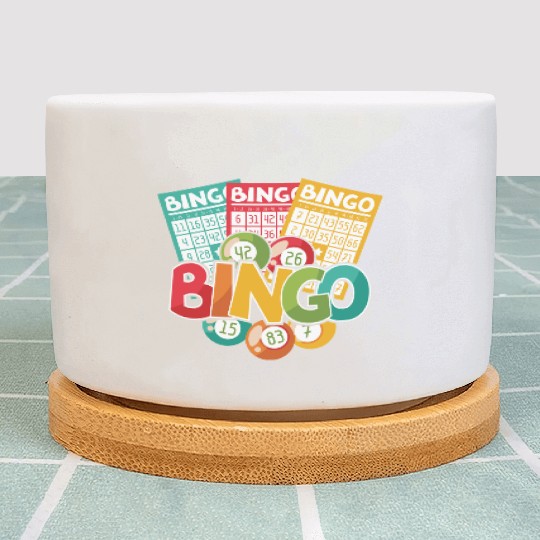 Fun Lucky Bingo Gambling Night Balls Cards T Plant Pots