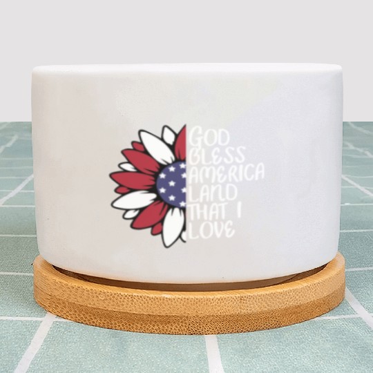 God Bless America Sunflower God Bless USA Plant Pots