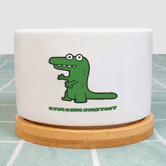 Give a Hug Baby T-Rex Dinosaur uplifting gift Plant Pots