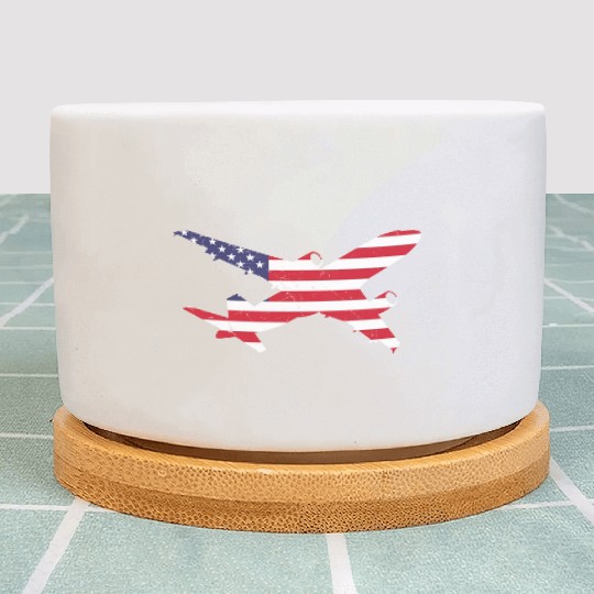 American Flag Airplane Stars And Stripes Plant Pots