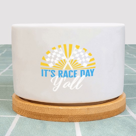 It's Race Day Y'all Plant Pots, Race Day Checkered
