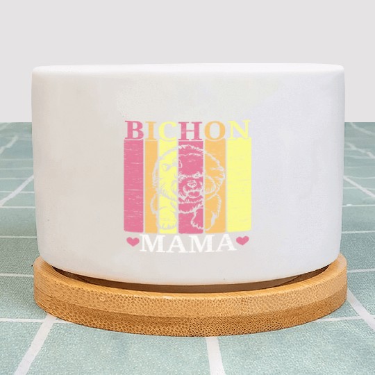 Bichon Frise Mama Dog Lover Puppy Paw Love Plant Pots