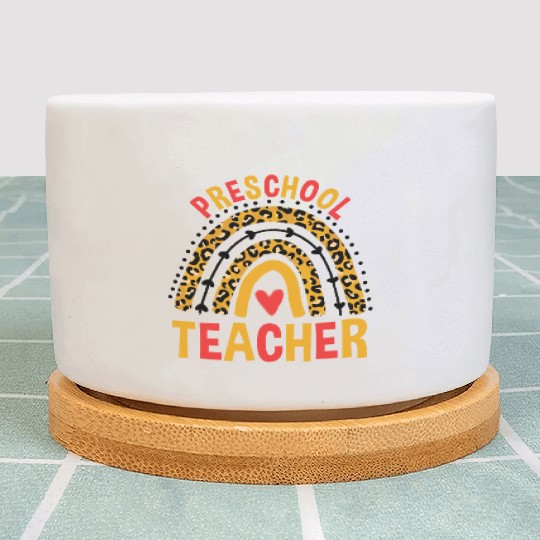 Back To School Leopard Preschool Teacher Rainbow Plant Pots