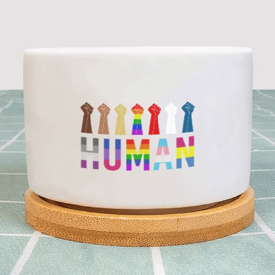 Human Rights For All Resist Feminist LGBT Black Plant Pots