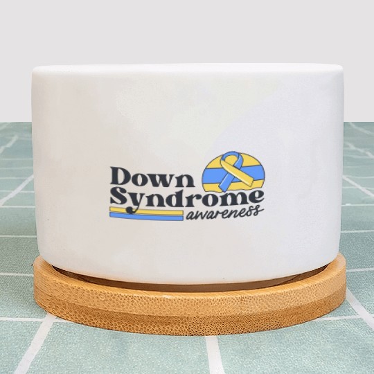 Down Syndrome Awareness Retro Sunset Yellow Blue Plant Pots