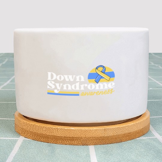 Down Syndrome Awareness Retro Sunset Yellow Blue Plant Pots