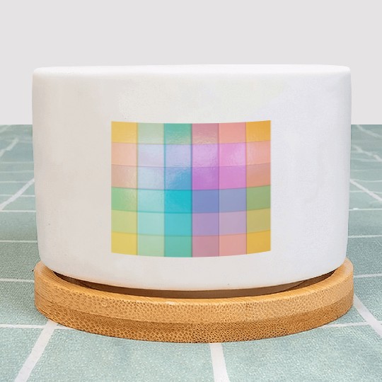 Rainbow Shimmer Multi Squares Pattern Plant Pots
