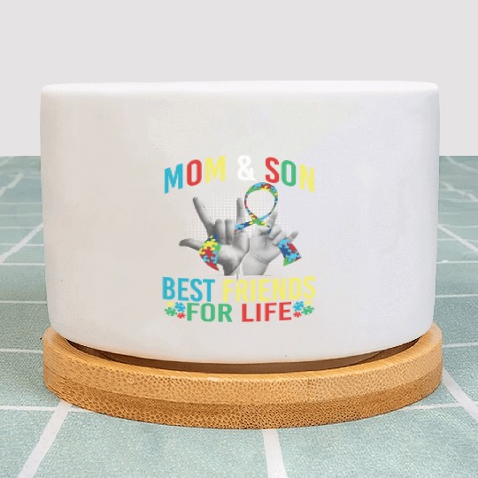 Mom And Son Best Friends For Life Autism Awareness Plant Pots