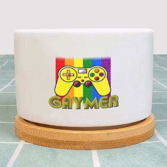 Funny Gaymer Gay Gamer - Pride Rainbow LGBT Plant Pots