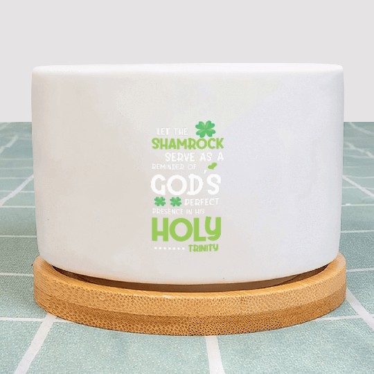 Christian Saint Patricks Day Holy Trinity Shamrock Plant Pots