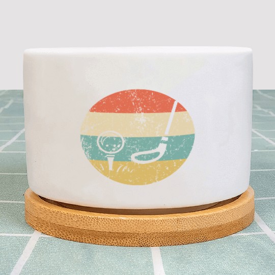 Golf Ball and Club Icon Retro Golfing Plant Pots