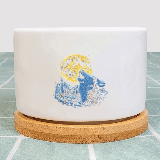 Wolf Moon Forest Wolves Nature Nature Liever Full Plant Pots