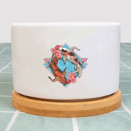 Cherry Blossom Nishikigoi Japanese Fish Koi Carp Plant Pots