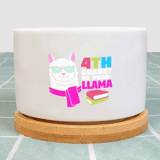 Funny Llama Back To School 4th Grade No Prob Llama Plant Pots