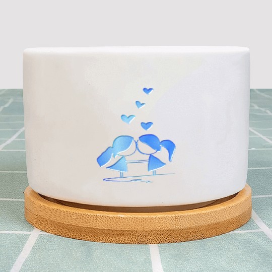 Loving couple lesbian blue glitter love Plant Pots