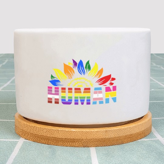 Human Sunflower Rainbow LGBT -Tolerance Love Ga Plant Pots