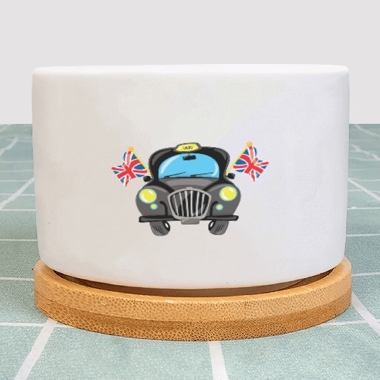 Taxi Hackney the black cab in London Plant Pots