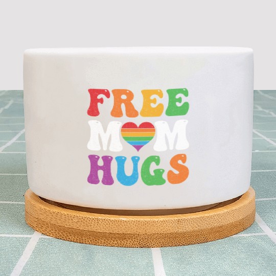 Free Mom Hugs Pride Plant Pots Rainbow Heart LGBT Pride